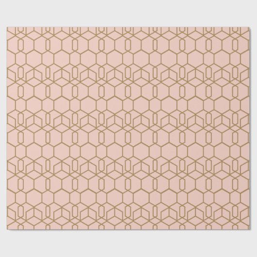 ピーチ赤面&金ゴールドモダンボホジオメトリグラム ラッピングペーパー (フラット)