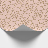 ピーチ赤面&金ゴールドモダンボホジオメトリグラム ラッピングペーパー (角)