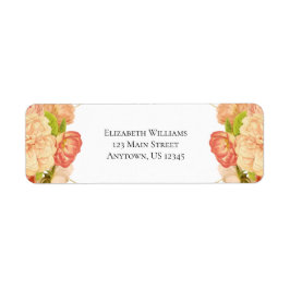 ピーチ金ゴールドウォーターカラーフラワーズ差出人住所 ラベル