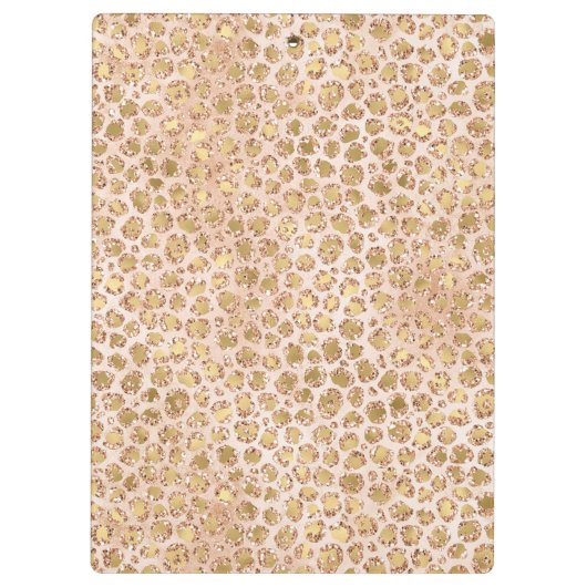 ピーチ金ゴールドガーリーレオパードプリントピンクグリッターグリッジ クリップボード (裏面)