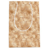 ピーチ金ゴールドグリジーキリンプリント ミディアムペーパーバッグ (正面)