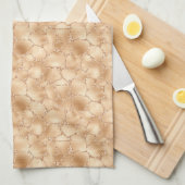 ピーチ金ゴールドグリッターグラムスパークルキリンプリント キッチンタオル (四つ折り)