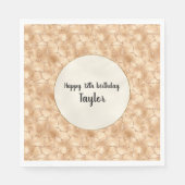 ピーチ金ゴールドグリッターグラムスパークルキリンプリント スタンダードランチョンナプキン (正面)