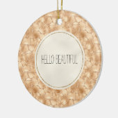 ピーチ金ゴールドグリッターグラムスパークルキリンプリント セラミックオーナメント (左)