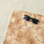 ピーチ金ゴールドグリッターグラムスパークルキリンプリント ビーチタオル (インサイチュ)