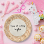 ピーチ金ゴールドグリッターグラムスパークルキリンプリント ペーパープレート (パーティー)