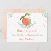 ピーチ金ゴールドフローラ誕生日ありがとう サンキューカード (正面/裏面)