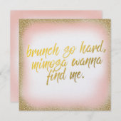 ピーチ金ゴールドブルンチソ懸命招待状パール 招待状 (正面/裏面)