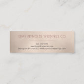 ピーチ金ゴールドモノグラムエレガントフローラウェディングプランナー スキニー名刺 (裏面)