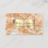 ピーチ金ゴールド流体大理石 名刺 (正面)