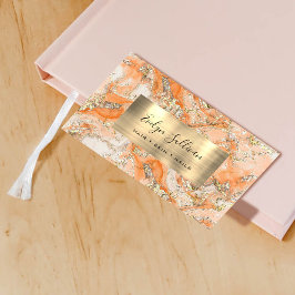 ピーチ金ゴールド流体大理石 名刺