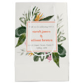 ピーチ鮮やか赤面ボホトロピカルフローラ結婚ズ ミディアムペーパーバッグ (裏面)