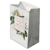 ピーチ鮮やか赤面ボホトロピカルフローラ結婚ズ ミディアムペーパーバッグ (裏面アングル)