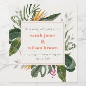 ピーチ鮮やか赤面ボホトロピカルフローラ結婚ズ ワインラベル (シングルラベル)