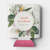 ピーチ鮮やか赤面ボホトロピカルフローラ結婚ズ 缶クーラー (裏面)