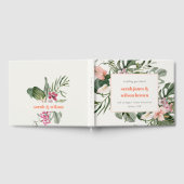 ピーチ鮮やか赤面熱帯フローラ結婚ズ ゲストブック (全面)