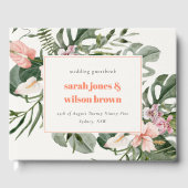 ピーチ鮮やか赤面熱帯フローラ結婚ズ ゲストブック (正面)