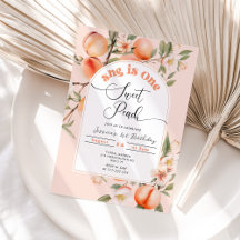 ピーチ1歳の誕生日招待状。一粒の甘い桃