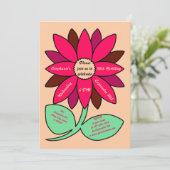 ピーチ50誕生日シンプルレッドサンフラワー 招待状 (スタンド正面)