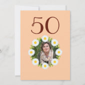 ピーチ50誕生日シンプルレッドサンフラワー 招待状 (裏面)