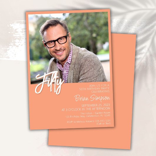 ピーチ50誕生日写真 招待状