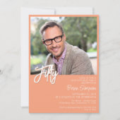 ピーチ50誕生日写真 招待状 (正面)