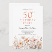 ピーチ50th誕生日フローラ 招待状 (正面/裏面)