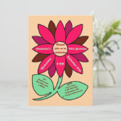 ピーチ60誕生日シンプルレッドサンフラワー 招待状 (スタンド正面)