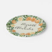 ピーチ&アイボリーピーニー&バラフローラ結婚ズ ペーパープレート (アングル)