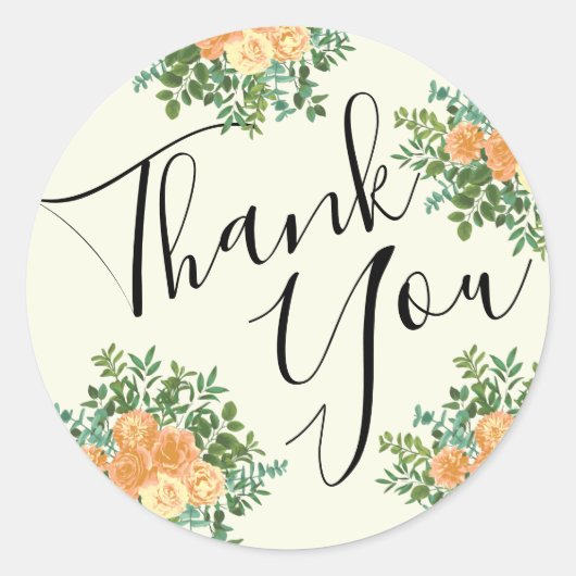 ピーチ&アイボリーピーニー&バラフローラ結婚ズ ラウンドシール (正面)