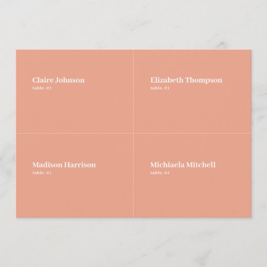 ピーチ ウェディング プレイス カード DIY (正面)
