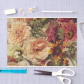 ピーチ&オレンジフローラ背景 薄葉紙 (クラフト)