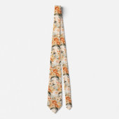 ピーチ オレンジ ゴールド ローズ フラワーズ フラワル ネクタイ (正面)