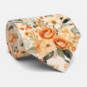 ピーチ オレンジ ゴールド ローズ フラワーズ フラワル ネクタイ (ロール)