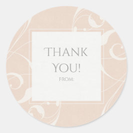 ピーチ&クリーミーホワイトフローラスワールエレガントな結婚式 ラウンドシール