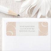 ピーチ&クリーミーホワイトフローラスワールエレガントな結婚式 ラベル (インサイチュ)