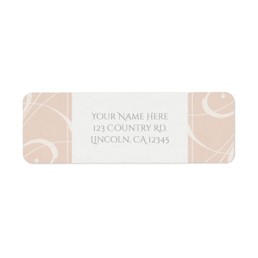 ピーチ&クリーミーホワイトフローラスワールエレガントな結婚式 ラベル (正面)