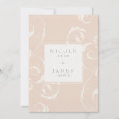 ピーチ&クリーミーホワイトフローラスワールエレガントな結婚式 招待状 (正面)