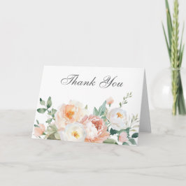 ピーチ&クリーム エレガント ウェディング または ブライダル サンキューカード