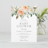 ピーチ&クリーム フラワー ベビーシャワー 招待状 (スタンド正面)