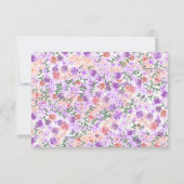 ピーチ、クレー、薄紫ローズブーケウェディングRSVPカード 出欠カード (裏面)