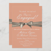 ピーチ&グラマラス スパークル ボウ パーティー ご招待 招待状 (正面/裏面)