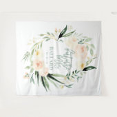 ピーチ+グリーンウォーター色フローラブライダルシャワーテープ タペストリー (正面(横))