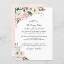 ピーチ&グリーンフローラ結婚式招待状