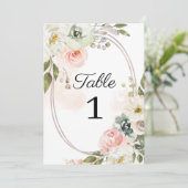 ピーチ&グリーン結婚フローラのテーブル番号 招待状 (スタンド正面)