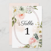 ピーチ&グリーン結婚フローラのテーブル番号 招待状 (正面/裏面)