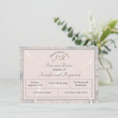 ピーチ&グレイ大理石モノグラメドリハーサルディナー エンクロージャーカード (スタンド正面)