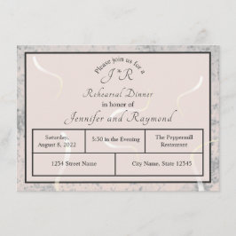 ピーチ&グレイ大理石モノグラメドリハーサルディナー エンクロージャーカード