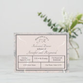 ピーチ&グレイ大理石モノグラメドリハーサルディナー エンクロージャーカード (スタンド正面)