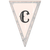 ピーチ&グレイ大理石モノグラーム結婚ズ バンティングフラッグ (第1の旗)